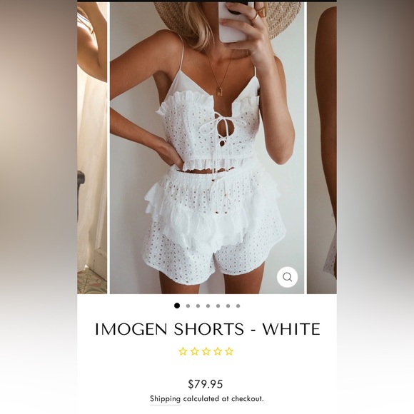 Runaway The Label Eyelet Embroidered IMOGEN SHORTS Ruffle White size S NWT - Picture 5 of 16